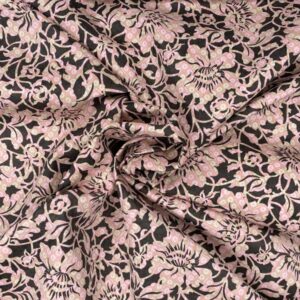 Baumwollsatin Floral, pfirsich/anthrazit/beige