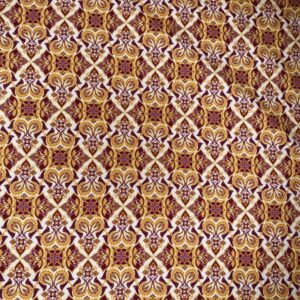 Baumwollsatin Ornament, maisgelb/chianti