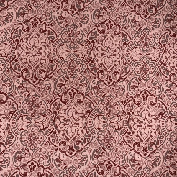 Baumwollsatin Ornament, magnolie/granatrot