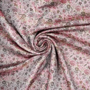Jacquard Blume allover, rosa/grün/fuchsia *