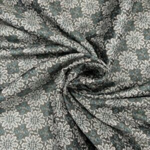 Jacquard Floral, oliv/türkisblau/perlweiß