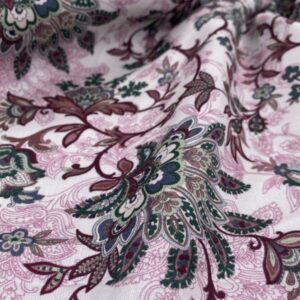 Baumwollsatin Floral, ecru/jade/traube