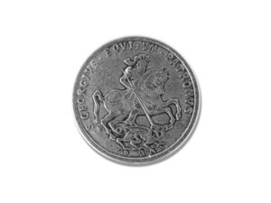 Trachtenknopf St. Georg, flach, silber 20mm