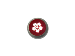 Trachtenknopf Blume rot/altmessing, 12mm