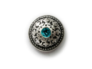 Trachtenknopf altsilber 12mm, Swarovski-Stein türkis