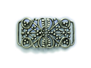 Schürzenschließe altsilber  B 5,3 x H 3,2 cm