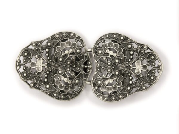 Schürzenschließe altgold  B 8,0 x H 3,8 cm