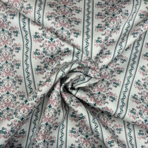 Baumwollsatin Streifen, flamingo/aquamarin