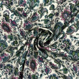 Baumwolldruck Floral, vanille/bunt