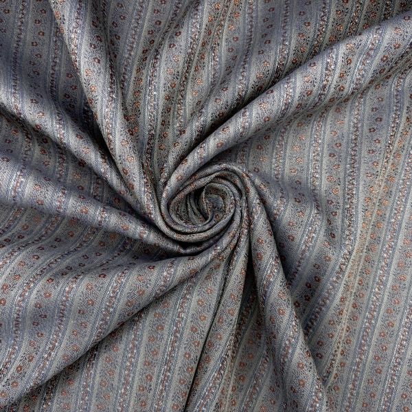 Streifen Blumenranke, graublau/carotta