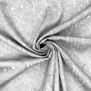 Baumwollsatin Paisley, hellgrau/ecru