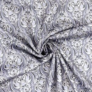 Baumwollsatin Ornament groß, bleu/grau