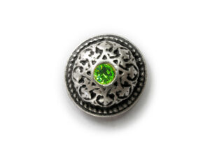 Trachtenknopf altsilber 12mm, Swarovski-Stein apfelgrün