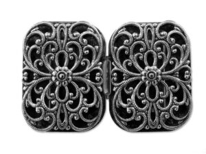 Schürzenschließe altsilber B 4,2 x H 2,7 cm