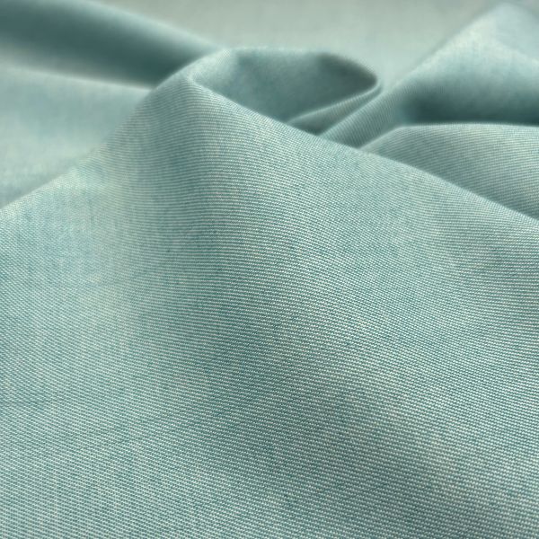 Feinserge Baumwollmischung, cyan Kette weiß – Bild 2