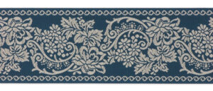 Schürzenband Blumenranke petrolblau/perle, 48mm