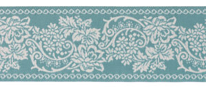 Schürzenband Blumenranke graublau/perle, 48mm