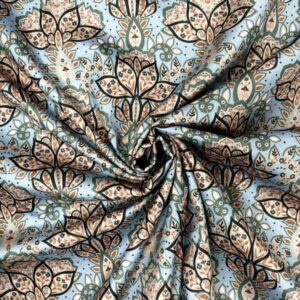 Baumwollsatin Floral, azur/magnolie/jade