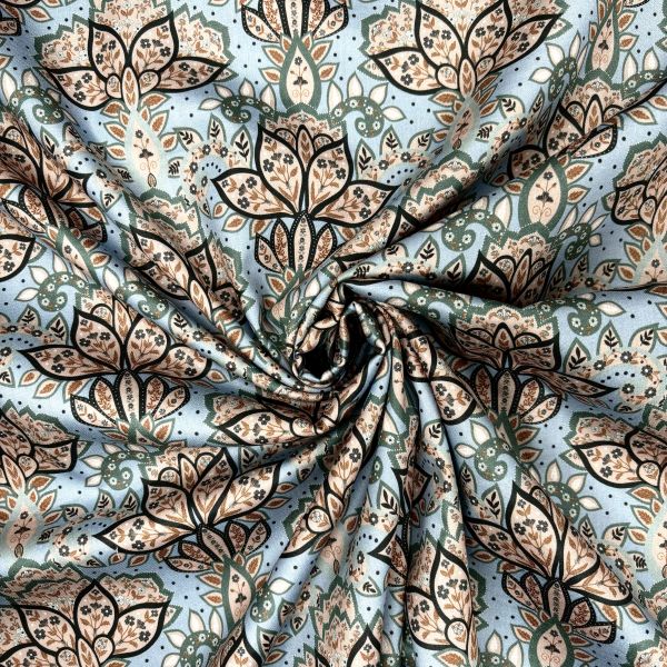 Baumwollsatin Floral, azur/magnolie/jade
