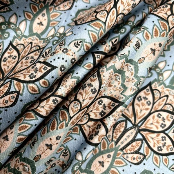Baumwollsatin Floral, azur/magnolie/jade – Bild 2
