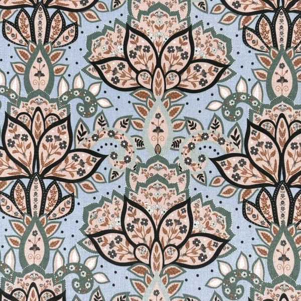 Baumwollsatin Floral, azur/magnolie/jade – Bild 3