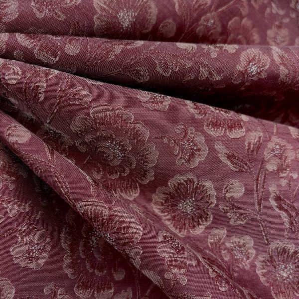 Jacquard Blüten, weinrot/natur – Bild 2
