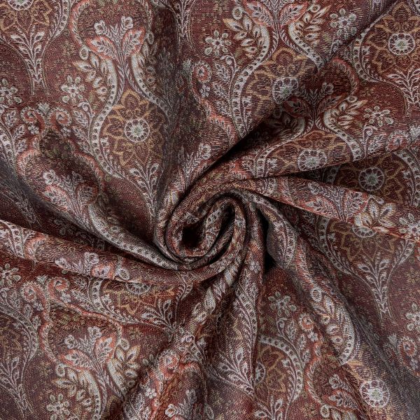 Jacquard Ornament Floral, rostbraun/silbergrau