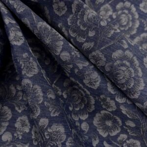 Jacquard Blüten, blau/silbergrau