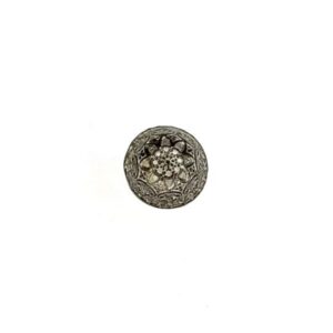 Trachtenknopf Halbkugel Blume, altsiber  14mm