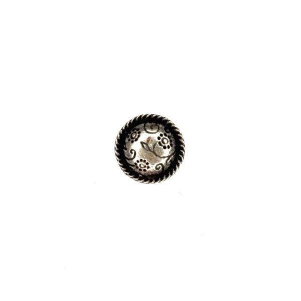 Trachtenknopf Ornament Blume, altsiber 18mm