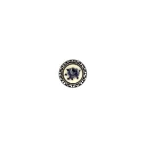 Trachtenknopf Porzellanoptik Rose 14,5mm, blau