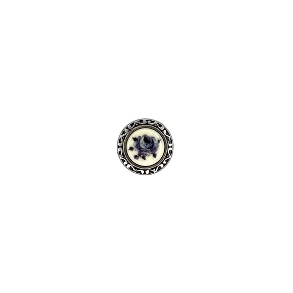Trachtenknopf Porzellanoptik Rose 14,5mm, blau