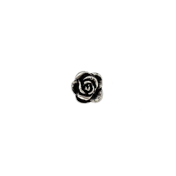 Trachtenknopf Rose, altsilber 12,5 mm