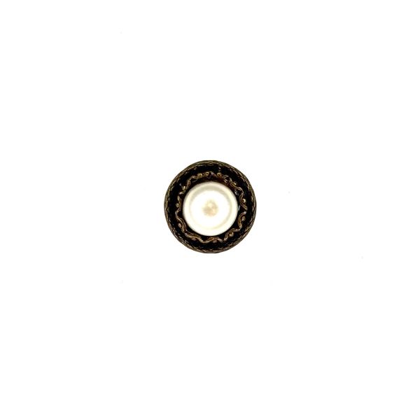 Trachtenknopf Perle, altgold/perlmutt 12,5mm