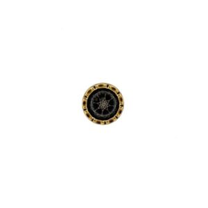 Trachtenknopf Blume, gold/schwarz/ecru  12mm