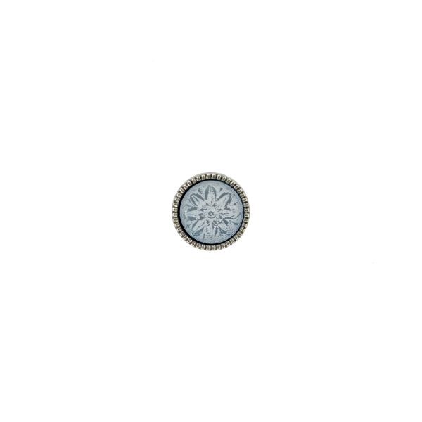 Trachtenknopf Blume bleu/altsilber 11,5mm