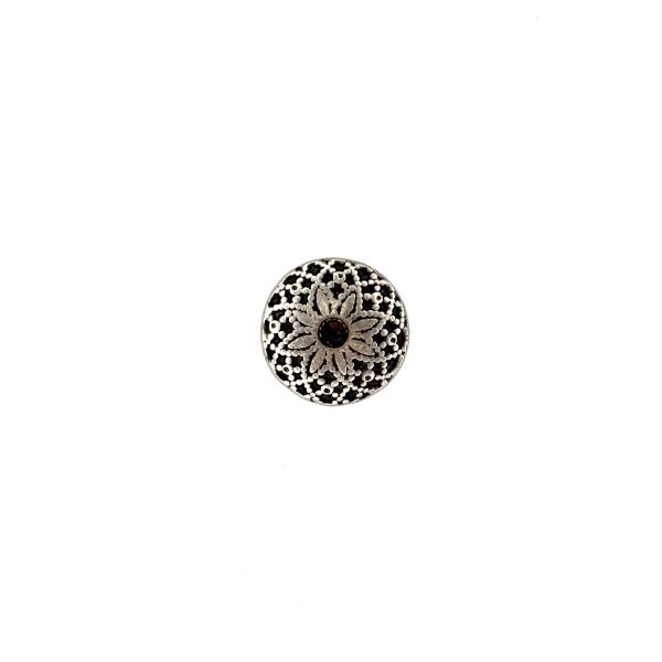 Dirndlknopf altsilber 12,5mm, Swarovski-Stein kristall