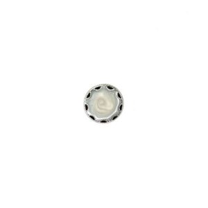 Dirndlknopf emailliert, 13mm, altsilber/weißgrau