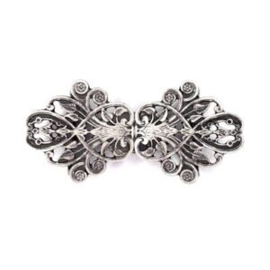 Schürzenschließe Floral, altsilber  B 7,8 x H 3,7 cm