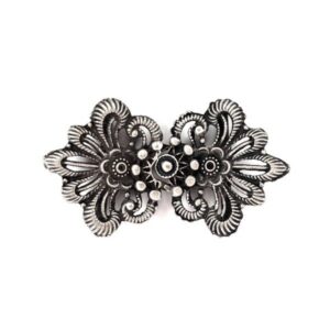Schürzenschließe Blume altsilber  B 6,5 x H 3,6 cm