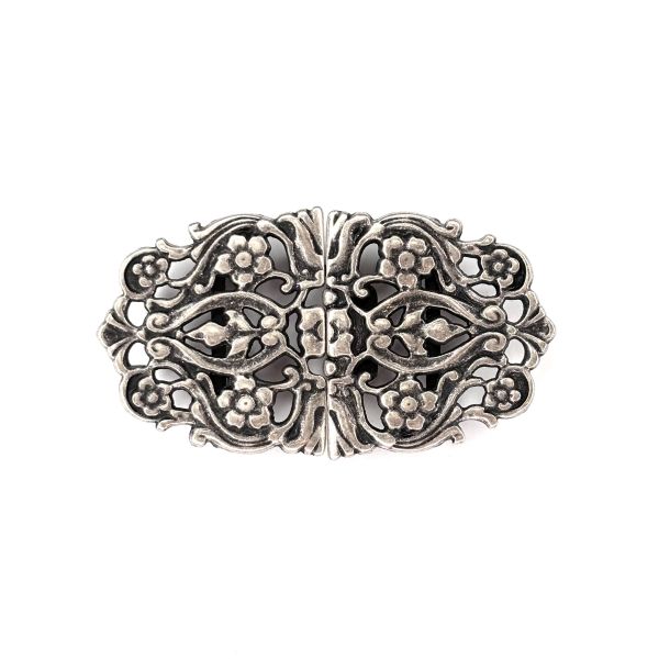 Schürzenschließe, altsilber B 7 x H 3,8 cm