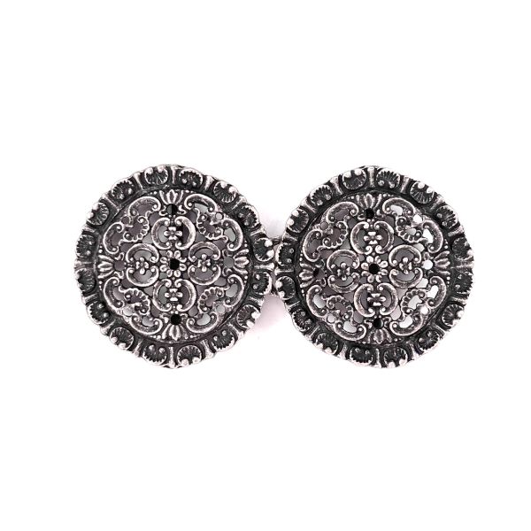 Schürzenschließe Ornament Floral, altsilber B 8,2 x H 4,2 cm