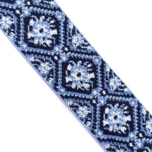 Trachtengürtel Stretch, azur/silbergrau/dunkelblau  per m
