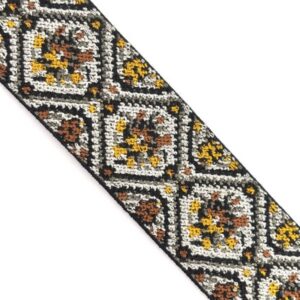 Trachtengürtel Stretch, gelb/rehbraun/grau  per m