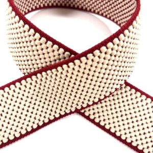 Trachtengürtel Stretch, wollweiß/rot  per m