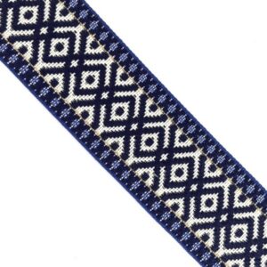 Schürzenband, Zierband, blau/ecru/gold